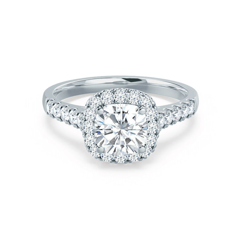 OPHELIA - Cushion Moissanite & Diamond 950 Platinum Halo Ring Engagement Ring Lily Arkwright