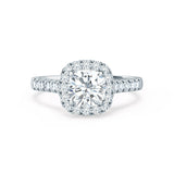 OPHELIA - Cushion Moissanite & Diamond 18k White Gold Halo Ring Engagement Ring Lily Arkwright