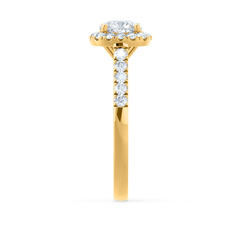 OPHELIA - Cushion Moissanite & Diamond 18k Yellow Gold Halo Ring Engagement Ring Lily Arkwright