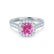 OPHELIA - Lab Grown Pink Sapphire & Diamond Platinum Halo Engagement Ring Lily Arkwright