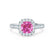 OPHELIA - Lab Grown Pink Sapphire & Diamond 18K White Gold Halo Engagement Ring Lily Arkwright