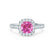 OPHELIA - Lab Grown Pink Sapphire & Diamond Platinum Halo Engagement Ring Lily Arkwright