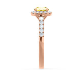OPHELIA - Lab Grown Yellow Sapphire & Diamond 18K Rose Gold Halo Engagement Ring Lily Arkwright