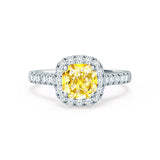 OPHELIA - Lab Grown Yellow Sapphire & Diamond 18K White Gold Halo Engagement Ring Lily Arkwright