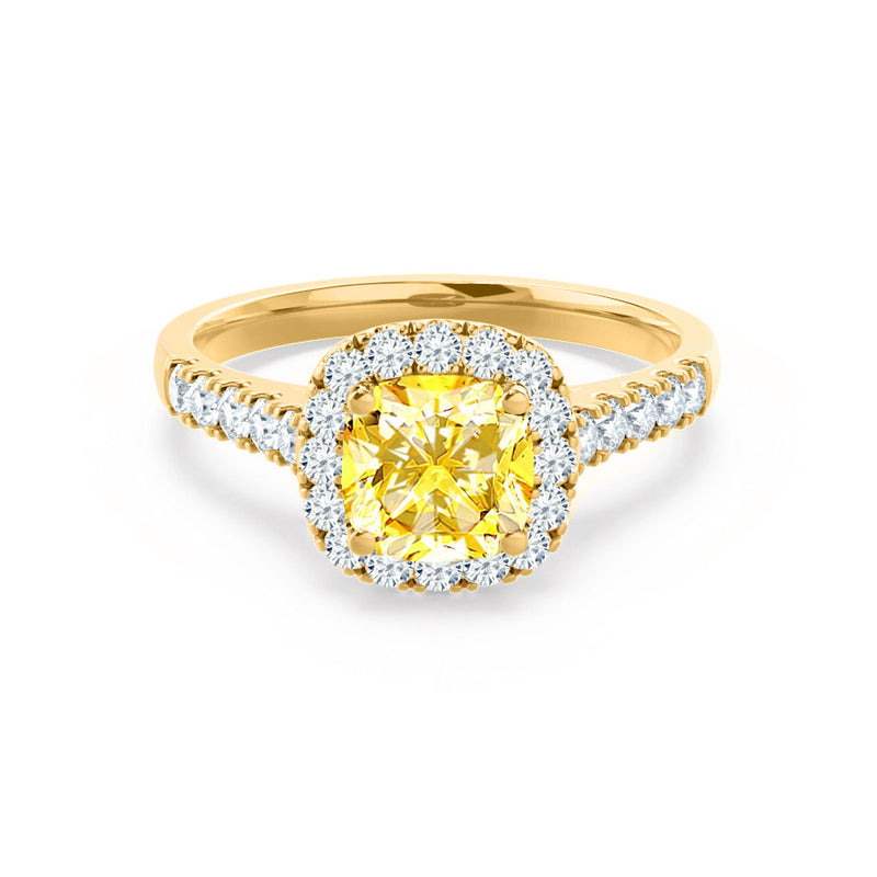 OPHELIA - Lab Grown Yellow Sapphire & Diamond 18K Yellow Gold Halo Engagement Ring Lily Arkwright
