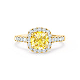 OPHELIA - Lab Grown Yellow Sapphire & Diamond 18K Yellow Gold Halo Engagement Ring Lily Arkwright