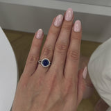 Amelia blue sapphire halo engagement ring 3.00ct Lily Arkwright