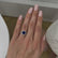 Amelia blue sapphire halo engagement ring 3.00ct Lily Arkwright