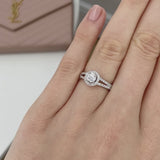 AMELIA - Chatham® Lab Grown Red Ruby & Diamond 18k White Gold Halo Ring
