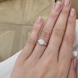 DELILAH - Chatham® Round Blue Sapphire 18k White Gold Shoulder Set Ring