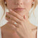 Lulu petite solitaire elongated cushion lab diamond set 18k rose gold engagement ring