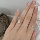 LULU - Chatham® Elongated Cushion Emerald 18k Rose Gold Petite Solitaire Ring