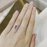 HARLOW - Chatham® Pear Pink Sapphire & Diamond 18k Rose Gold Halo