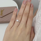LIVELY - Chatham® Round Emerald 18k White Gold Petite Hidden Halo Pavé Shoulder Set Ring