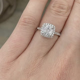 VIOLETTE - Chatham® Cushion Pink Sapphire & Diamond 18k Rose Gold Petite Halo Ring