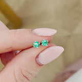 SENA - Round Emerald 18k White Gold Stud Earrings