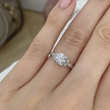 LILIANA - Round Natural Diamond 18k Rose Gold Shoulder Set Ring