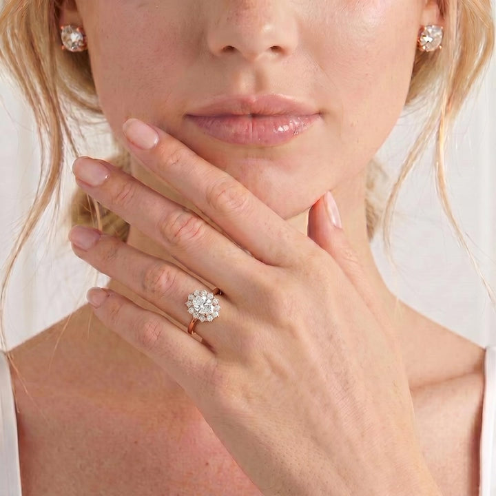 Video showing an oval gemstone engagement ring worn on a model's hand.