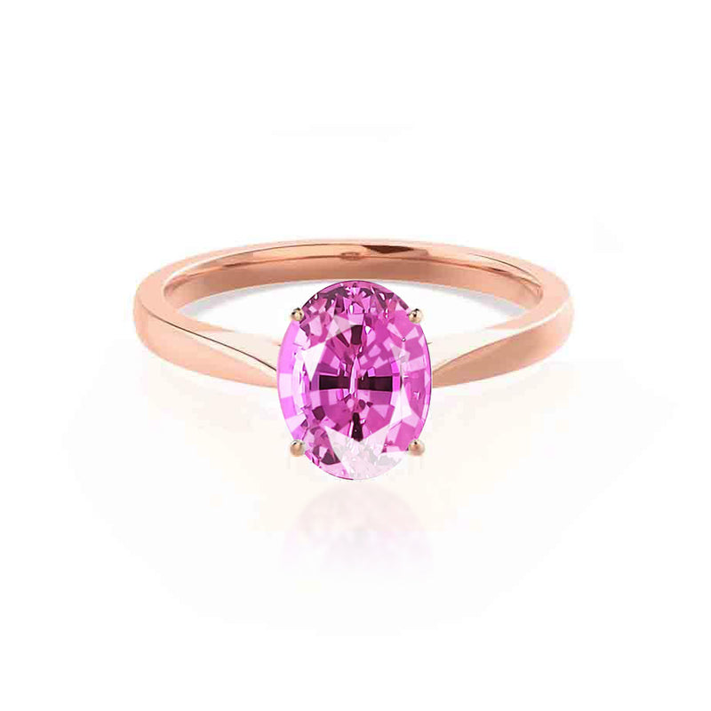ISABELLA - Oval Pink Sapphire 18k Rose Gold Solitaire Ring Engagement Ring Lily Arkwright