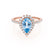 HARLOW - Pear Aqua Spinel & Diamond 18k Rose Gold Halo Engagement Ring Lily Arkwright