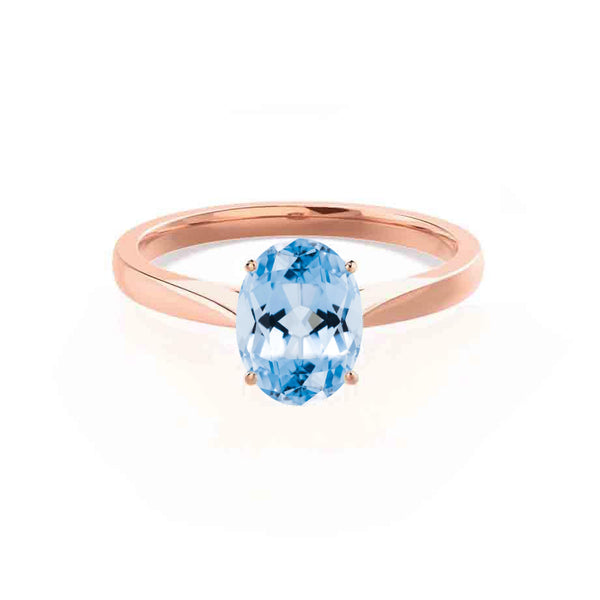 ISABELLA - Oval Aqua Spinel 18k Rose Gold Solitaire Ring