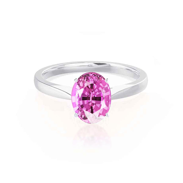 ISABELLA - Oval Pink Sapphire 950 Platinum Gold Solitaire Ring Engagement Ring Lily Arkwright