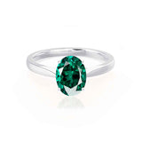 ISABELLA - Oval Emerald 18k White Gold Solitaire Ring Engagement Ring Lily Arkwright