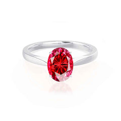 ISABELLA - Oval Ruby 950 Platinum Solitaire Ring Engagement Ring Lily Arkwright