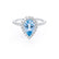 HARLOW - Pear Aqua Spinel & Diamond 18k White Gold Halo Engagement Ring Lily Arkwright