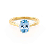 ISABELLA - Oval Aqua Spinel 18k Yellow Gold Solitaire Ring Engagement Ring Lily Arkwright