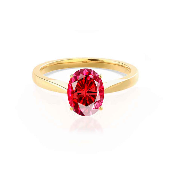 ISABELLA - Oval Ruby 18k Yellow Gold Solitaire Ring Engagement Ring Lily Arkwright