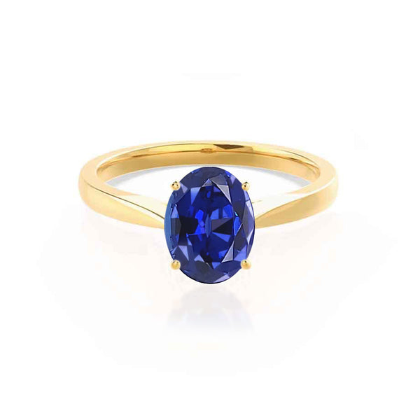 ISABELLA - Oval Blue Sapphire 18k Yellow Gold Solitaire Ring Engagement Ring Lily Arkwright