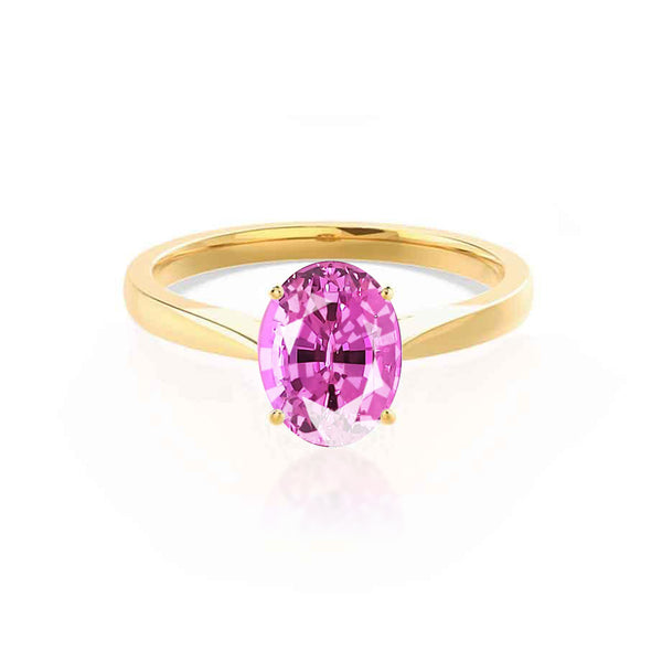 ISABELLA - Oval Pink Sapphire 18k Yellow Gold Solitaire Ring Engagement Ring Lily Arkwright