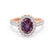 ROSA - Chatham® Alexandrite & Diamond 18K Rose Gold Halo Engagement Ring Lily Arkwright