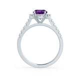 ROSA - Chatham® Alexandrite & Diamond 950 Platinum Halo Engagement Ring Lily Arkwright