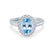ROSA - Chatham® Aqua Spinel & Diamond 18K White Gold Halo Engagement Ring Lily Arkwright