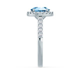 ROSA - Chatham® Aqua Spinel & Diamond 950 Platinum Halo Engagement Ring Lily Arkwright