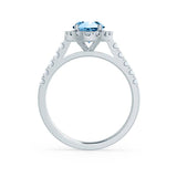 ROSA - Chatham® Aqua Spinel & Diamond 18K White Gold Halo Engagement Ring Lily Arkwright