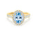 ROSA - Chatham® Aqua Spinel & Diamond 18K Yellow Gold Halo Engagement Ring Lily Arkwright