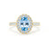 ROSA - Chatham® Aqua Spinel & Diamond 18K Yellow Gold Halo Engagement Ring Lily Arkwright