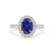 ROSA - Chatham® Blue Sapphire & Diamond 18K Rose Gold Halo Engagement Ring Lily Arkwright