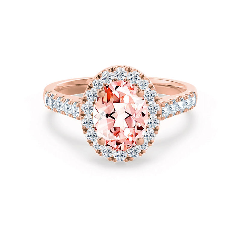 ROSA - Chatham® Champagne Sapphire True & Diamond 18K Rose Gold Halo Engagement Ring Lily Arkwright