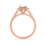 ROSA - Chatham® Champagne Sapphire True & Diamond 18K Rose Gold Halo Engagement Ring Lily Arkwright