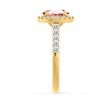 ROSA - Chatham® Champagne Sapphire True & Diamond 18K Yellow Gold Halo Engagement Ring Lily Arkwright