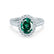 ROSA - Chatham® Emerald & Diamond 950 Platinum Halo Engagement Ring Lily Arkwright