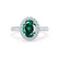 ROSA - Chatham® Emerald & Diamond 950 Platinum Halo Engagement Ring Lily Arkwright