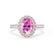 ROSA - Chatham® Pink Sapphire & Diamond 18K Rose Gold Halo Engagement Ring Lily Arkwright