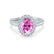 ROSA - Chatham® Pink Sapphire & Diamond 950 Platinum Halo Engagement Ring Lily Arkwright
