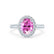 ROSA - Chatham® Pink Sapphire & Diamond 950 Platinum Halo Engagement Ring Lily Arkwright