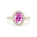 ROSA - Chatham® Pink Sapphire & Diamond 18K Yellow Gold Halo Engagement Ring Lily Arkwright